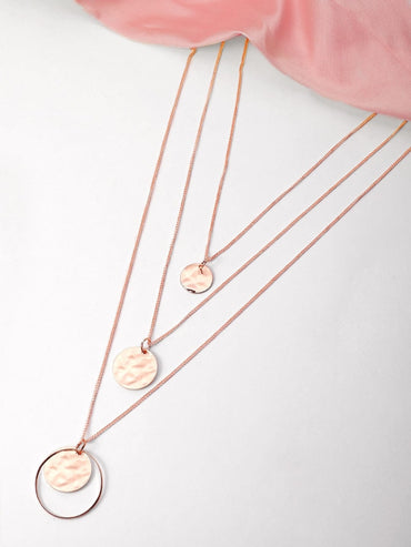 Rubans Rose Gold-Plated Handcrafted Multi Layer Chain Necklace Necklaces, Necklace Sets, Chains & Mangalsutra