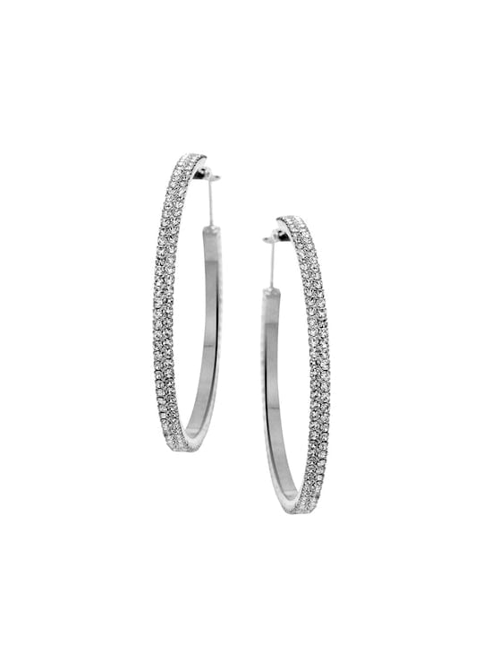 TOKYO TALKIES Silver-Toned Contemporary Hoop Earrings Earrings