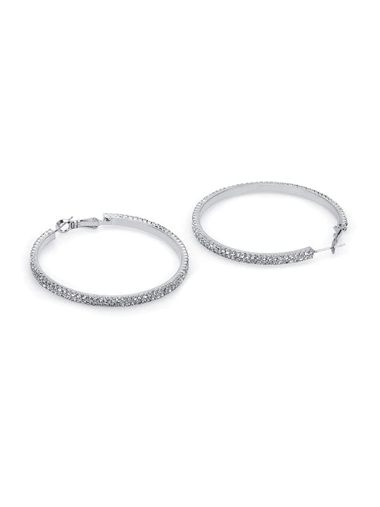 TOKYO TALKIES Silver-Toned Contemporary Hoop Earrings Earrings