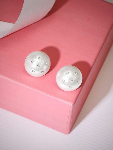 Rubans White Pearl Zirconia Stud Earrings Earrings