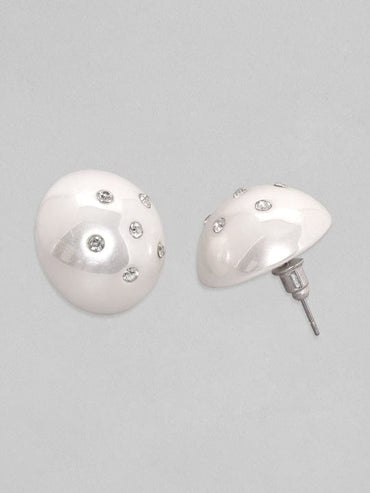 Rubans White Pearl Zirconia Stud Earrings Earrings