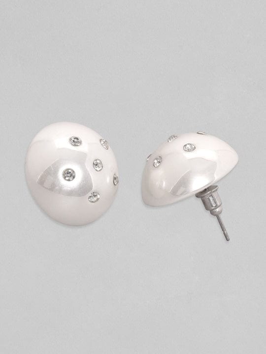 Rubans White Pearl Zirconia Stud Earrings Earrings