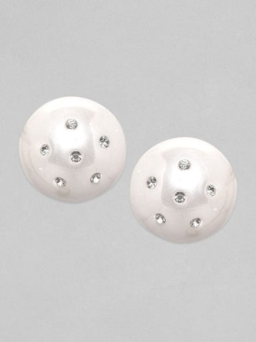 Rubans White Pearl Zirconia Stud Earrings Earrings