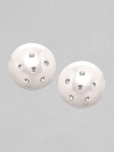 Rubans White Pearl Zirconia Stud Earrings Earrings