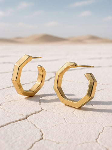 rubans FASHION ACCESSORIES Gold-Plated Geometric Half Hoop Earrings Earrings