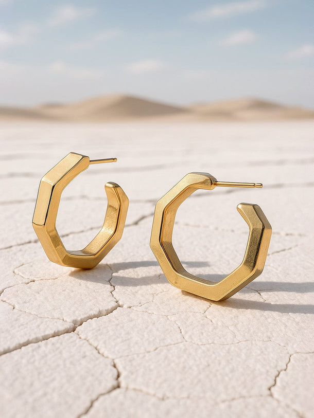 rubans FASHION ACCESSORIES Gold-Plated Geometric Half Hoop Earrings Earrings