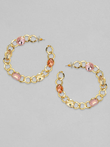 Rubans Fashion Accessories Gold-Plated Handcrafted Half Hoop Earrings Earrings
