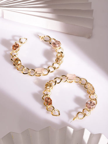 Rubans Fashion Accessories Gold-Plated Handcrafted Half Hoop Earrings Earrings