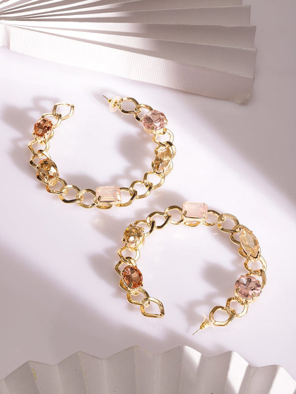 Rubans Fashion Accessories Gold-Plated Handcrafted Half Hoop Earrings Earrings
