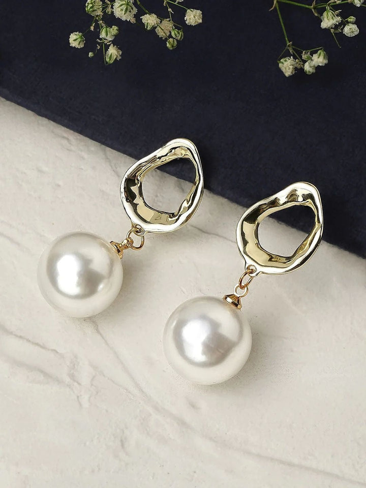 Tokyo Talkies X Rubans Fashion Accessories Gold-Plated  Off-White Contemporary Earrings Earrings