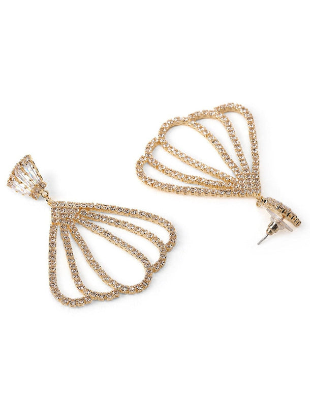 Rubans Fashion Accessories Gold-Toned Handcrafted Cz Classic Drop Earrings Earrings