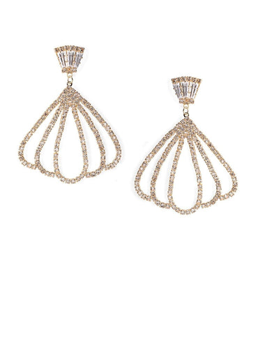 Rubans Fashion Accessories Gold-Toned Handcrafted Cz Classic Drop Earrings Earrings