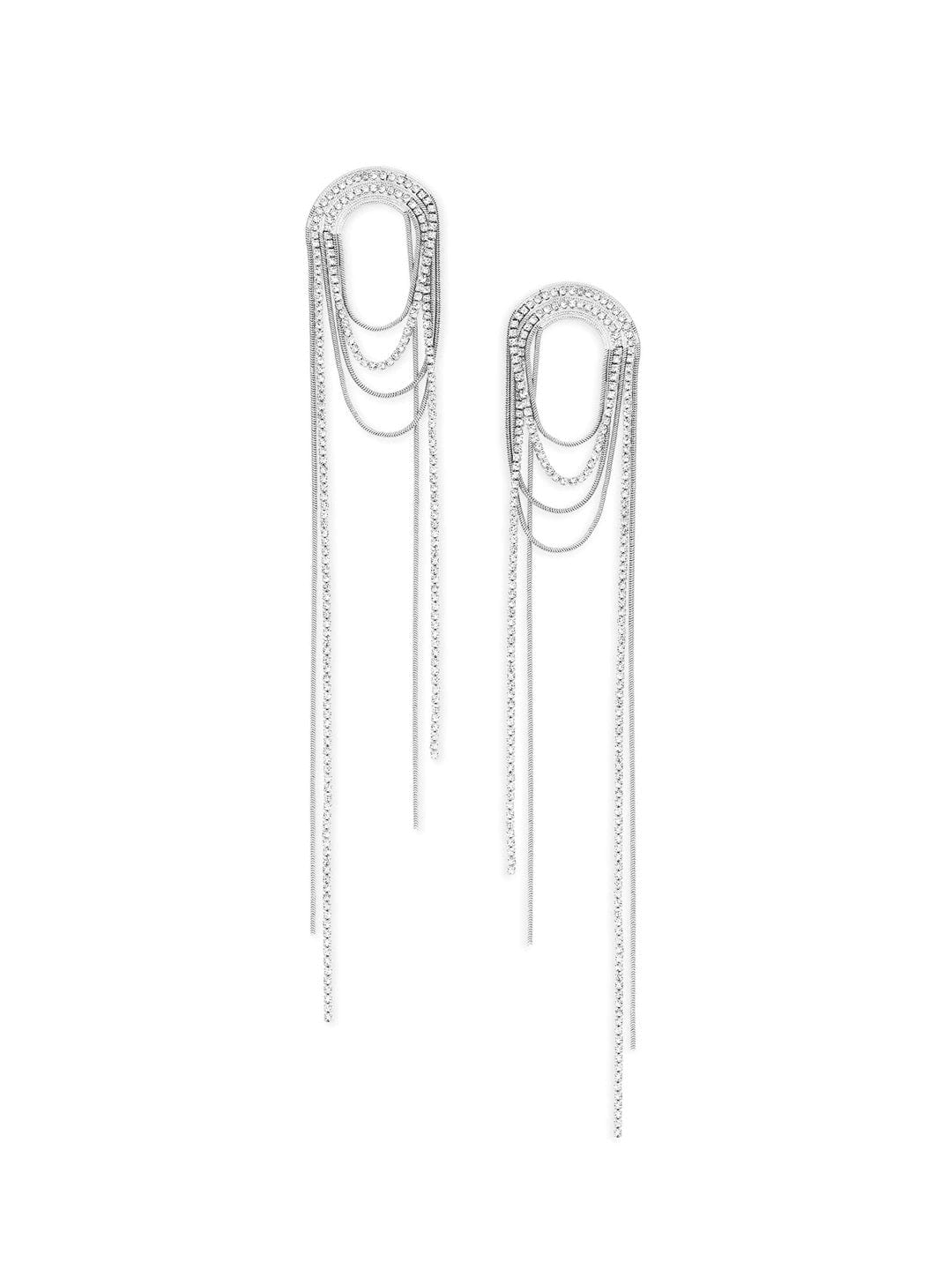 TOKYO TALKIES X rubans FASHION ACCESSORIES Silver-Toned Contemporary Drop Earrings Drop Earrings