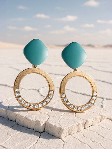 rubans  Gold Plated Casual Blue Colour Drop Earrings. Earrings