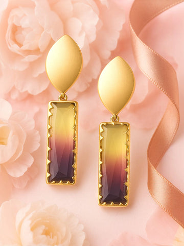 Rubans Gold Plated Handcrafted Multicolor Color Stone Drop Earrings Earrings