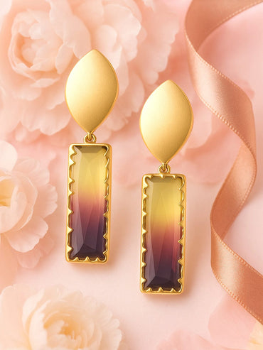 Rubans Gold Plated Handcrafted Multicolor Color Stone Drop Earrings Earrings