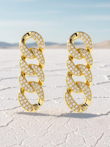 Rubans Gold Plated Handcrafted Rhinestone Interlink Drop Earrings Earrings