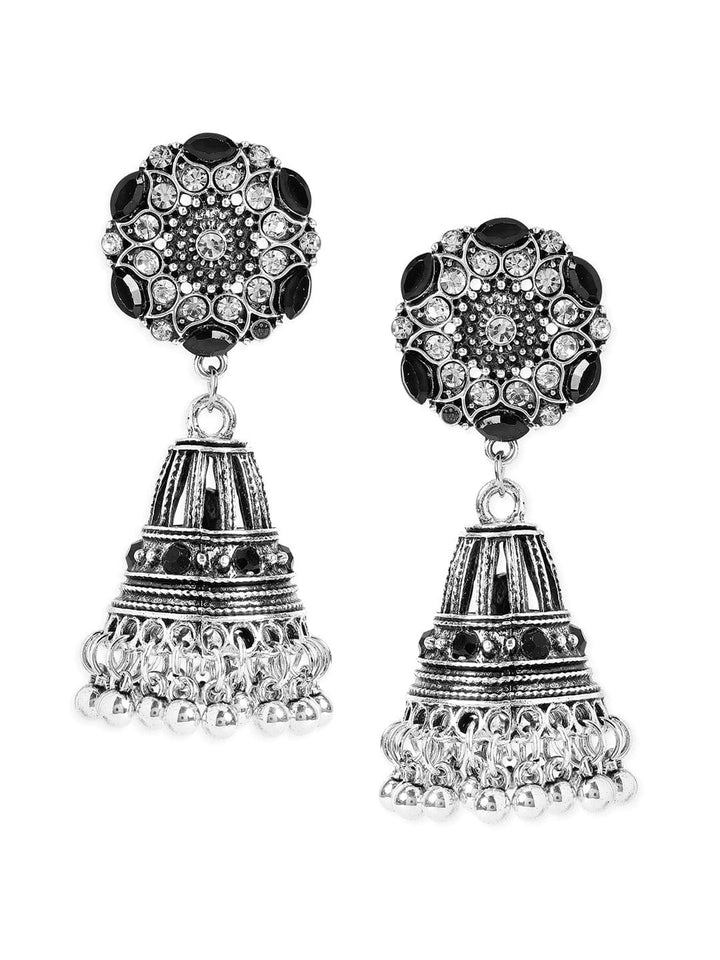 Tokyo Talkies X Rubans Oxidised Black Enameled Jhumka Earrings Earrings