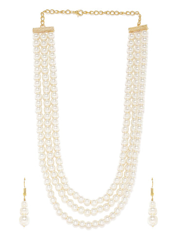 Trilogy of Elegance 3-Layer Pearl Beaded Necklace Set Necklace