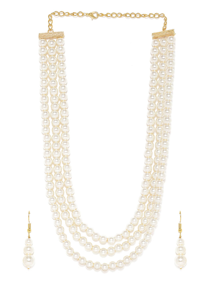 Trilogy of Elegance 3-Layer Pearl Beaded Necklace Set Necklace