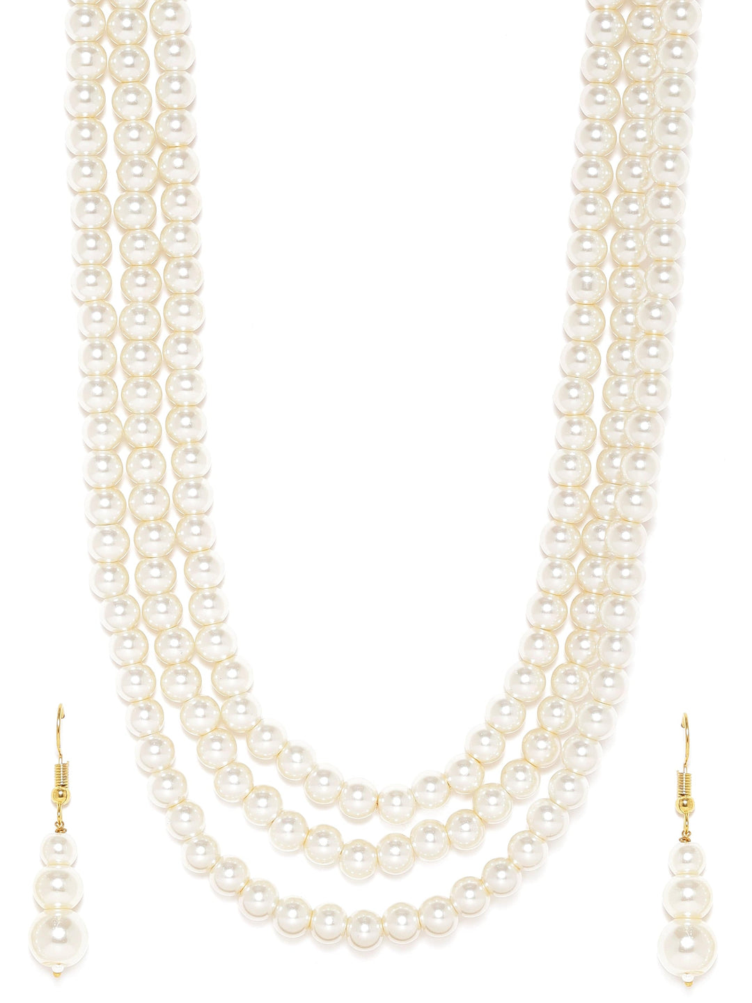 Trilogy of Elegance 3-Layer Pearl Beaded Necklace Set Necklace