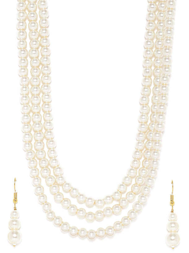 Trilogy of Elegance 3-Layer Pearl Beaded Necklace Set Necklace