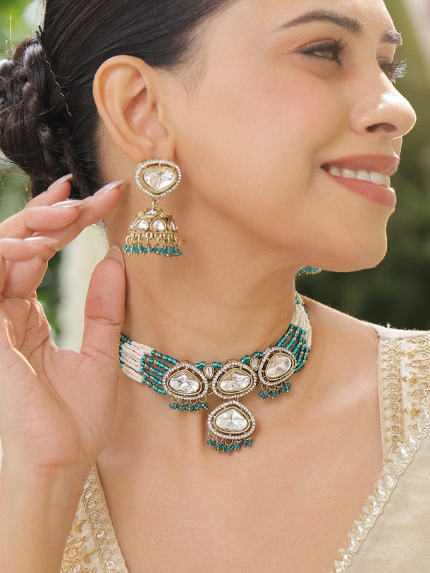 Turquoise Edges Kundan Choker Set Jewellery Set