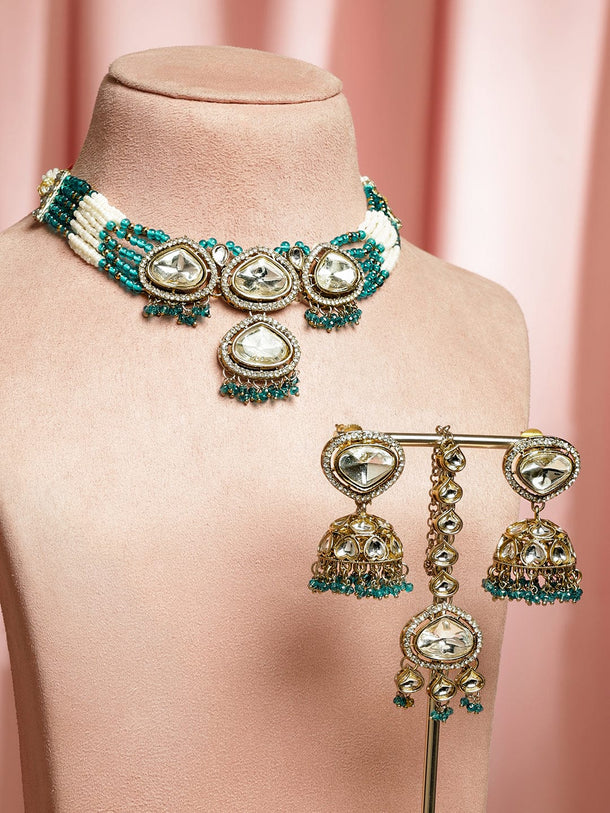 Turquoise Edges Kundan Choker Set Jewellery Set