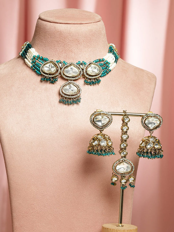 Turquoise Edges Kundan Choker Set Jewellery Set