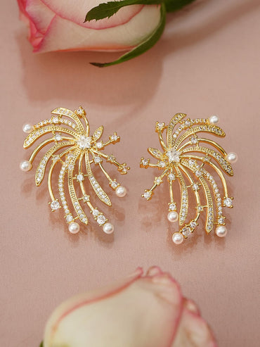 Twinkling Firework-Inspired Crystal Studs Earrings