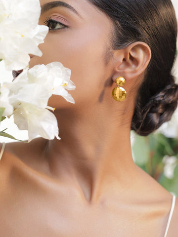 Urban Edge Hammered Finish Gold Earrings Earrings