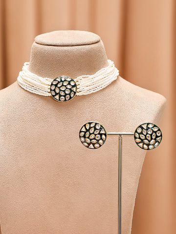 Urban Glow Green Enamel Kundan Choker Set Jewellery Set