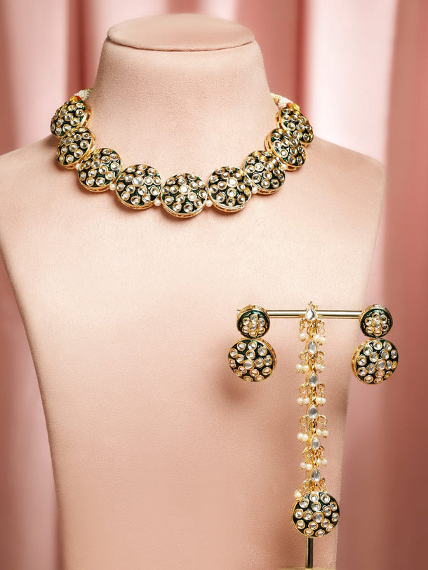 Urban Glow Kundan Green Choker Set Jewellery Set