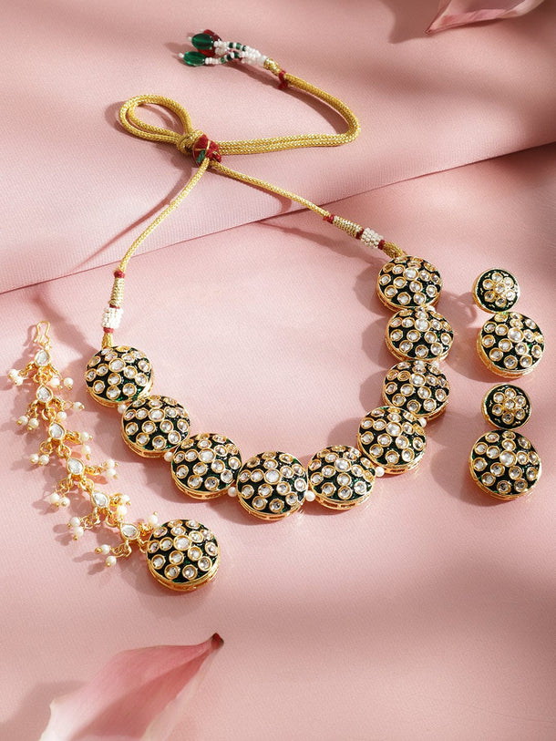 Urban Glow Kundan Green Choker Set Jewellery Set