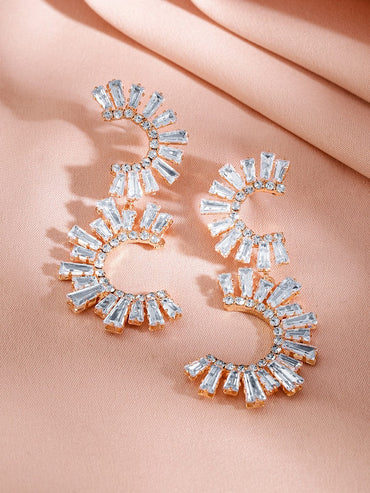 Vibrant Curves Crystal Studded Statement Earrings Earrings