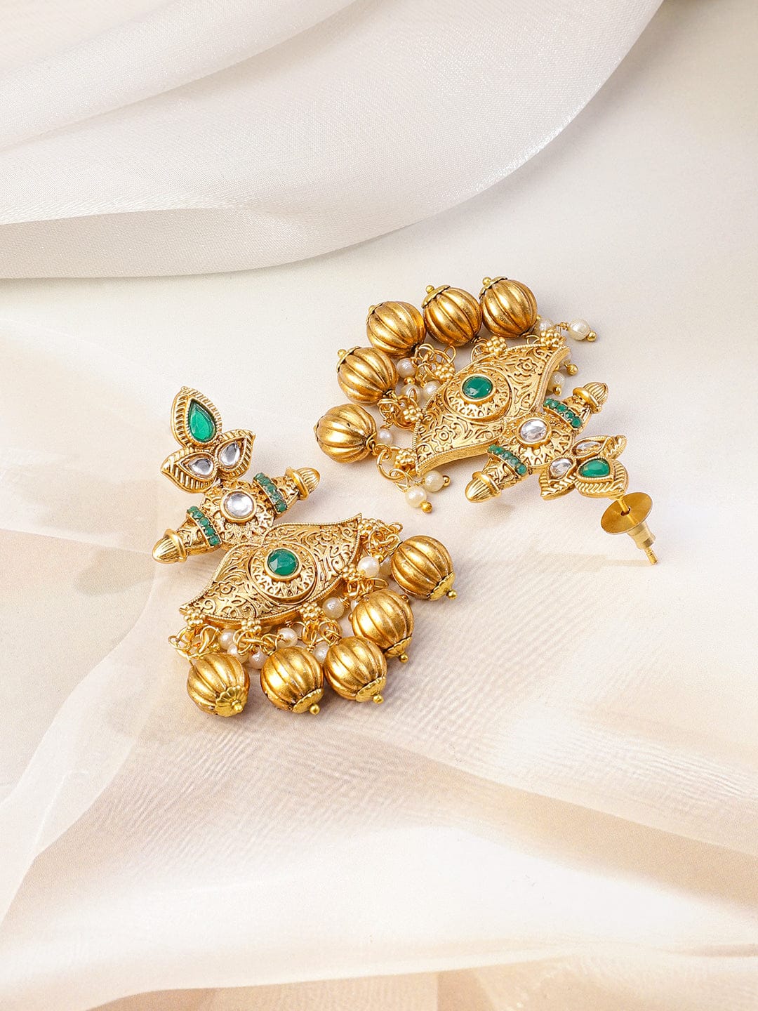 Vintage Luxe Green & Golden Necklace Set Jewellery Set