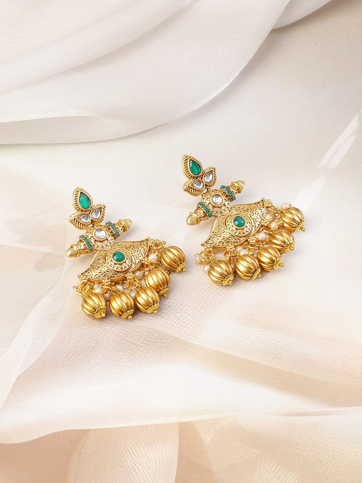 Vintage Luxe Green & Golden Necklace Set Jewellery Set