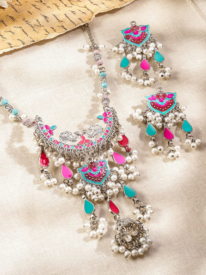 Vivid Hues Oxidised Necklace Set Jewellery Set