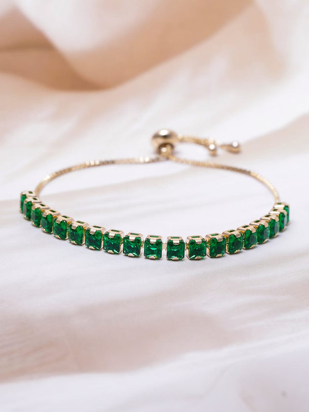 Voguish 22K Gold Plated Emerald AD & Cubic Zirconia Studded Bracelet Bangles & Bracelets