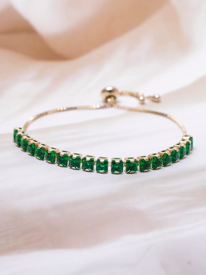 Voguish 22K Gold Plated Emerald AD & Cubic Zirconia Studded Bracelet Bangles & Bracelets