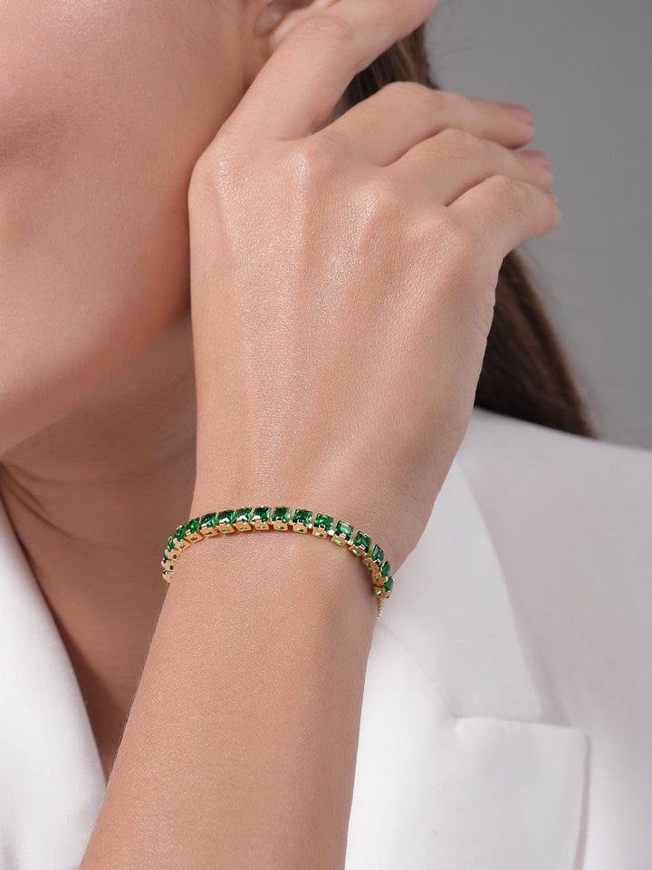 Voguish 22K Gold Plated Emerald AD & Cubic Zirconia Studded Bracelet Bangles & Bracelets