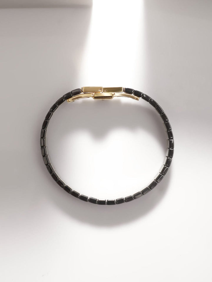 Voguish Men Black and Gold Plated High Quality Adjustable Ceramic Linked Bracelet Bangles & Bracelets