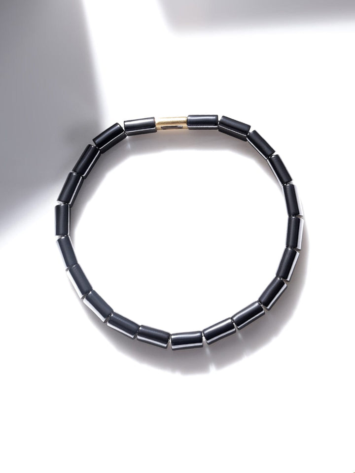 Voguish Men Black and Gold Toned High Quality Adjustable Ceramic Linked Bracelet Bracelet