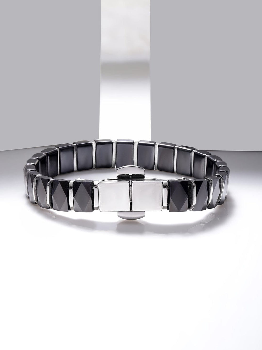 Voguish Men Black and Silver  High Quality Adjustable Ceramic Linked Bracelet Bracelet