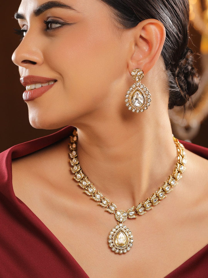 Whispering Lotus with Kundan Necklace Set Jewellery Set
