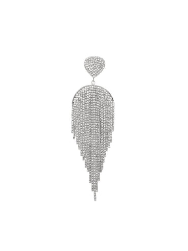 Whispers of Moonlight: Enchanting Silver Tone Shoulder Duster Earrings Earrings