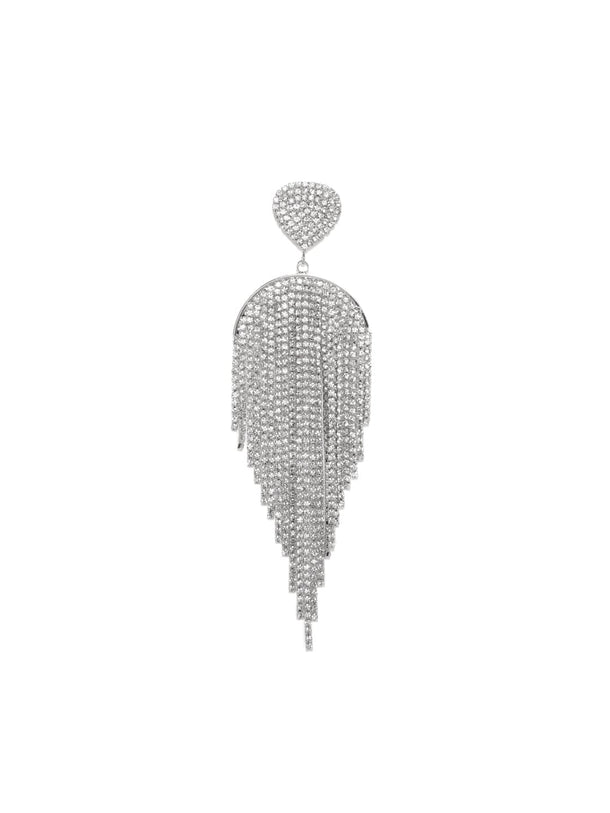 Whispers of Moonlight: Enchanting Silver Tone Shoulder Duster Earrings Earrings