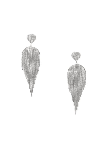 Whispers of Moonlight: Enchanting Silver Tone Shoulder Duster Earrings Earrings