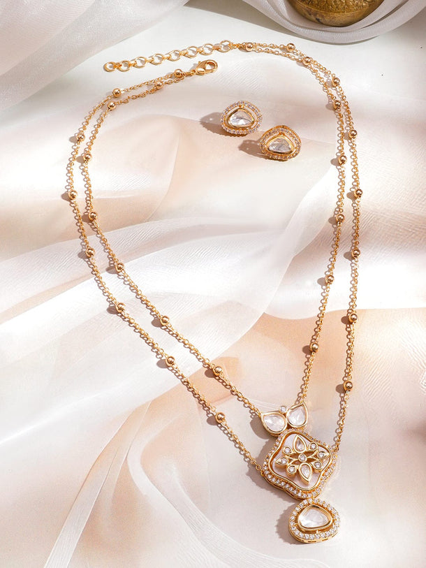 White Blossoms Kundan Necklace Set Jewellery Set