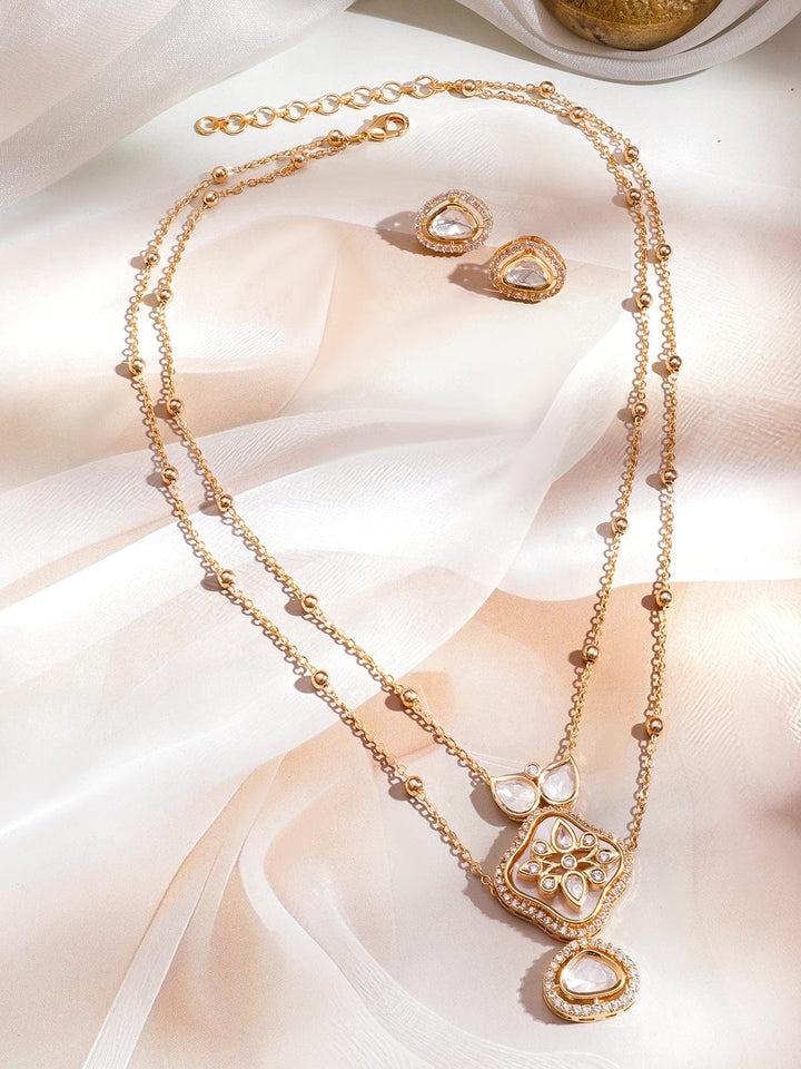 White Blossoms Kundan Necklace Set Jewellery Set